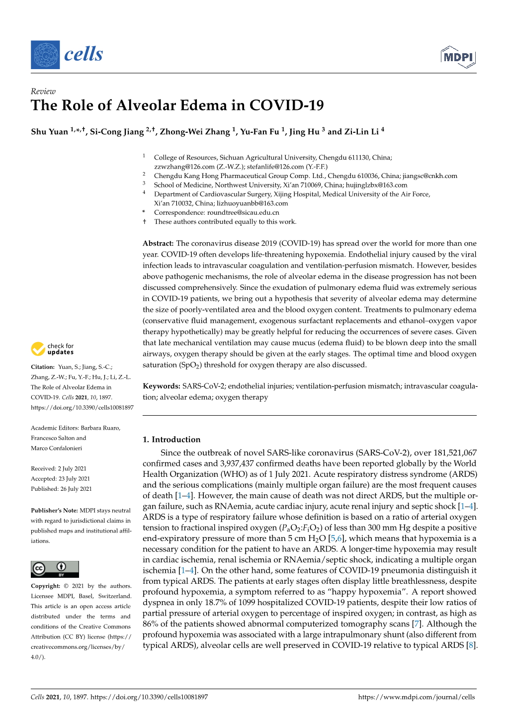 The Role of Alveolar Edema in COVID-19