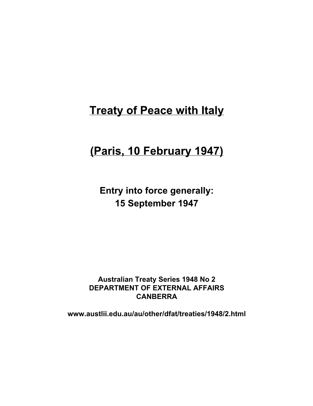 Treaty of Peace with Italy