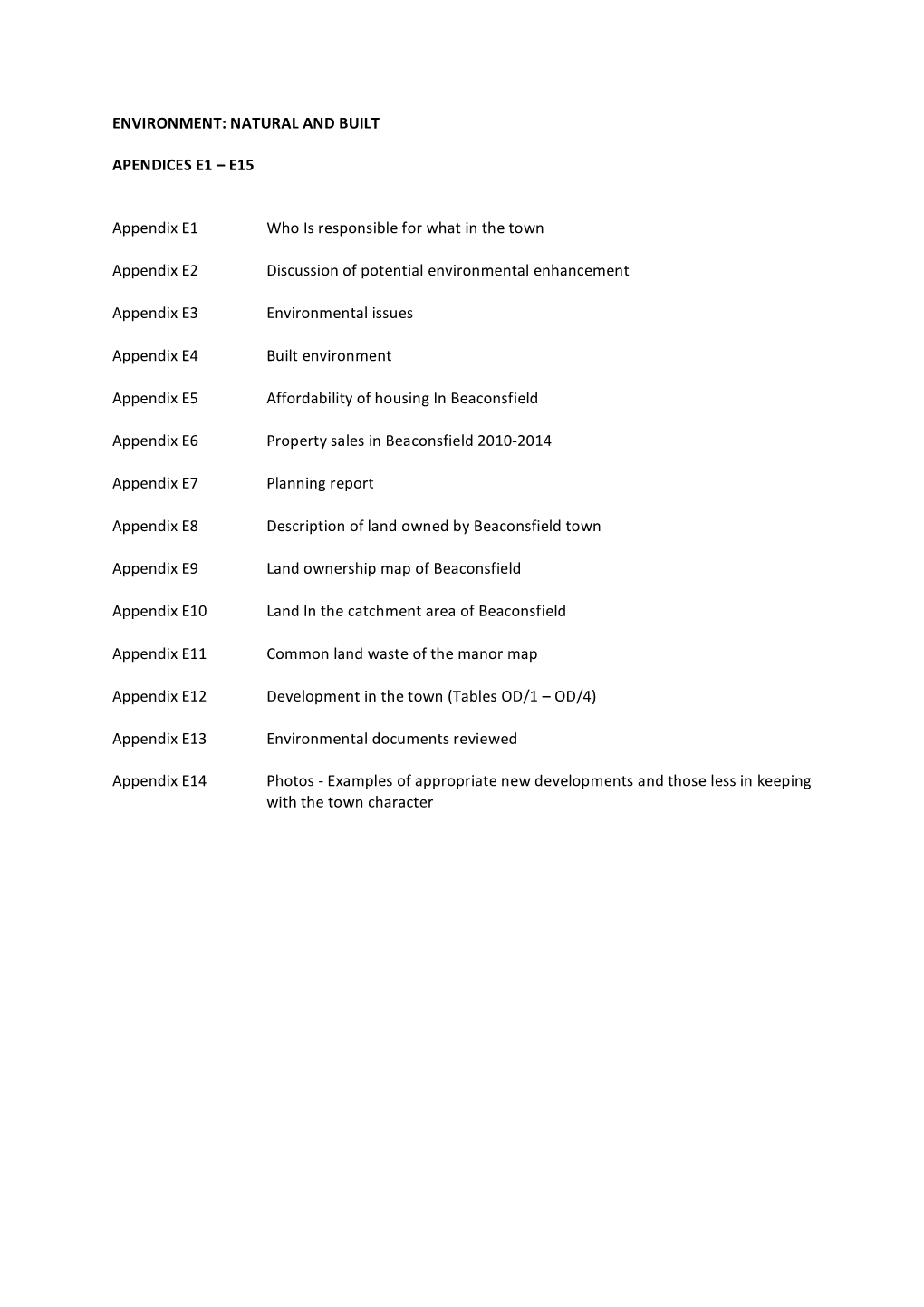 Environment Appendices 1