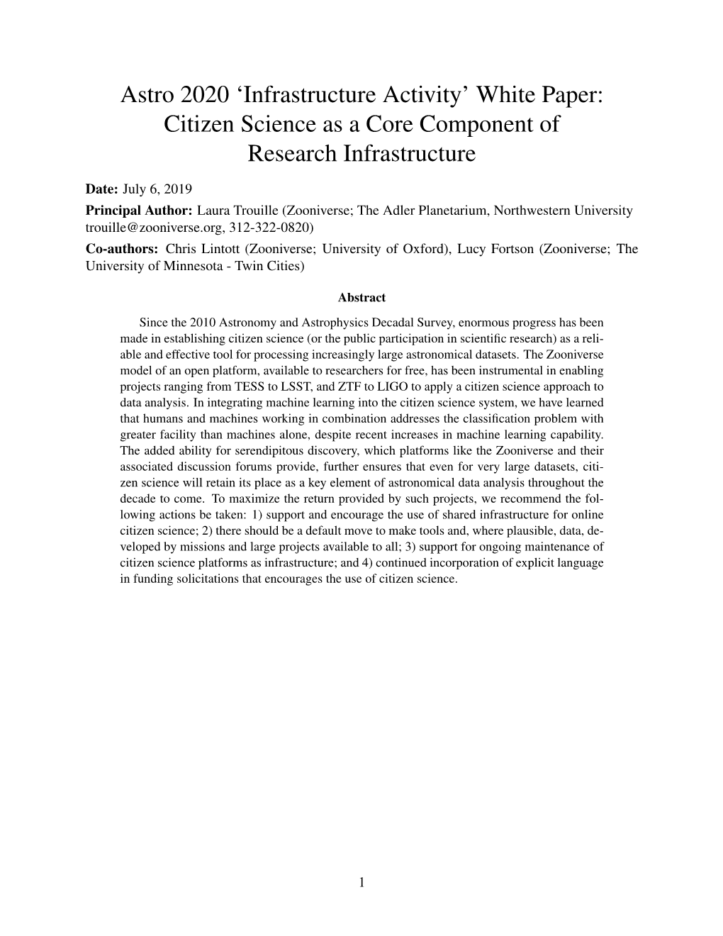 Citizen Science As a Core Component of Research Infrastructure