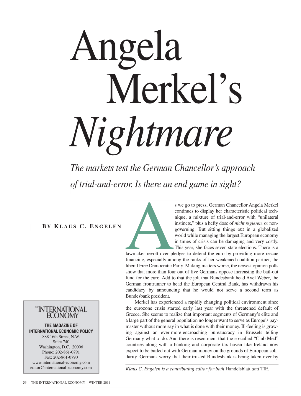 Angela Merkel's Nightmare