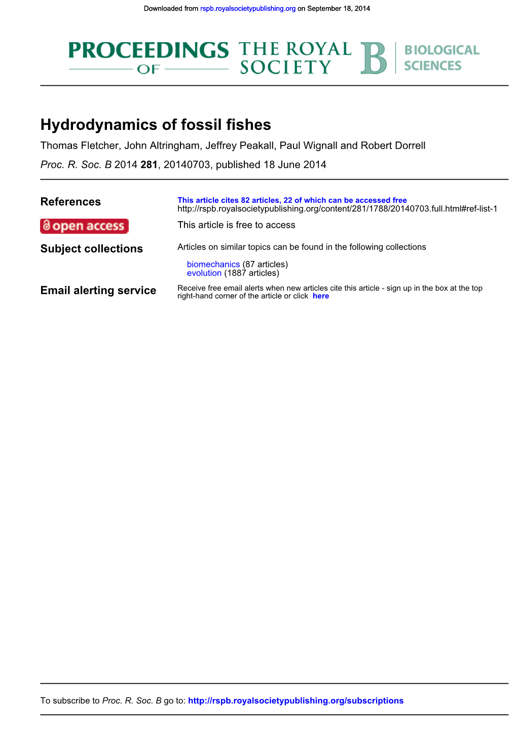 Hydrodynamics of Fossil Fishes