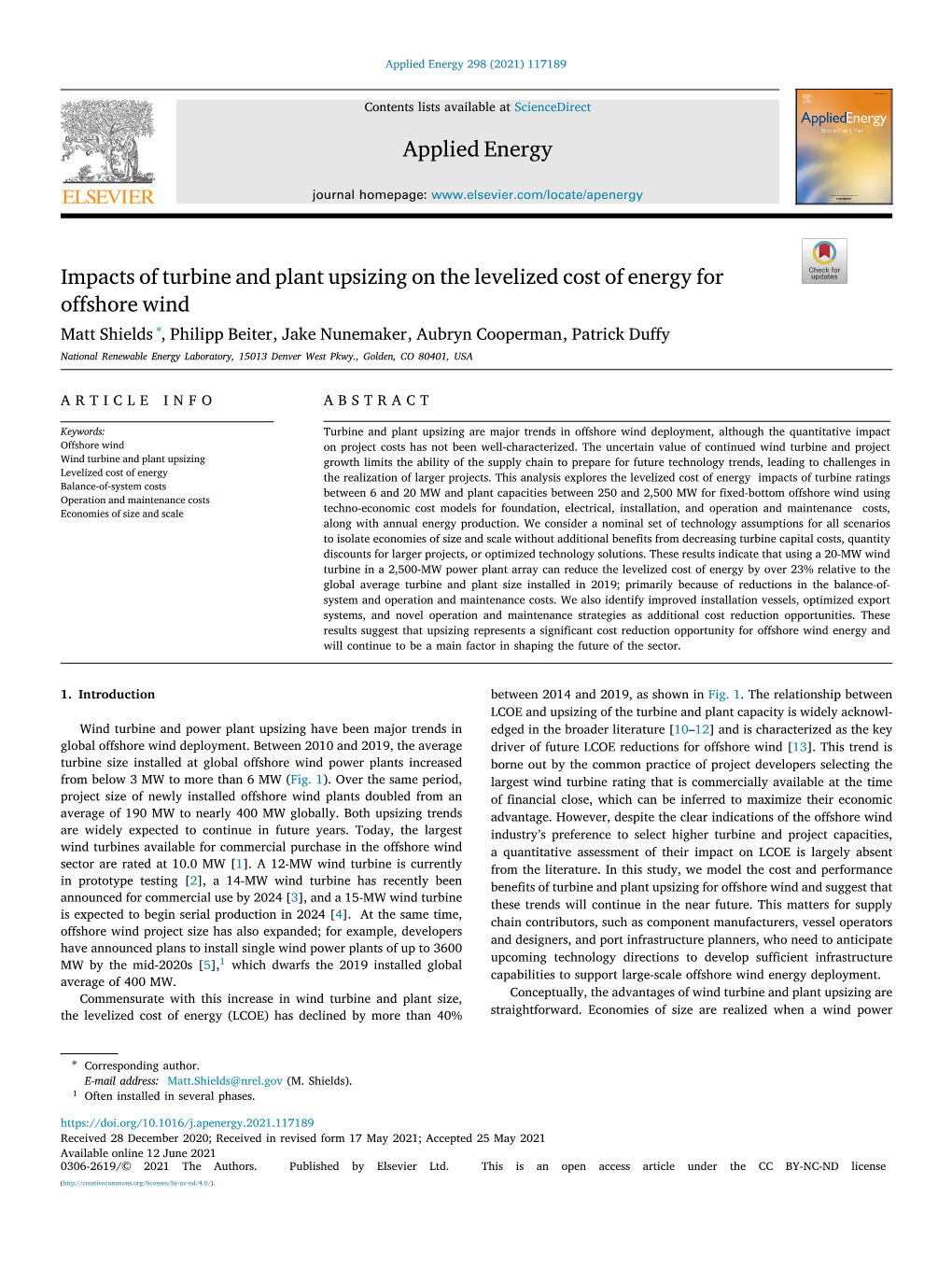 Impacts of Turbine and Plant Upsizing on the Levelized Cost of Energy For