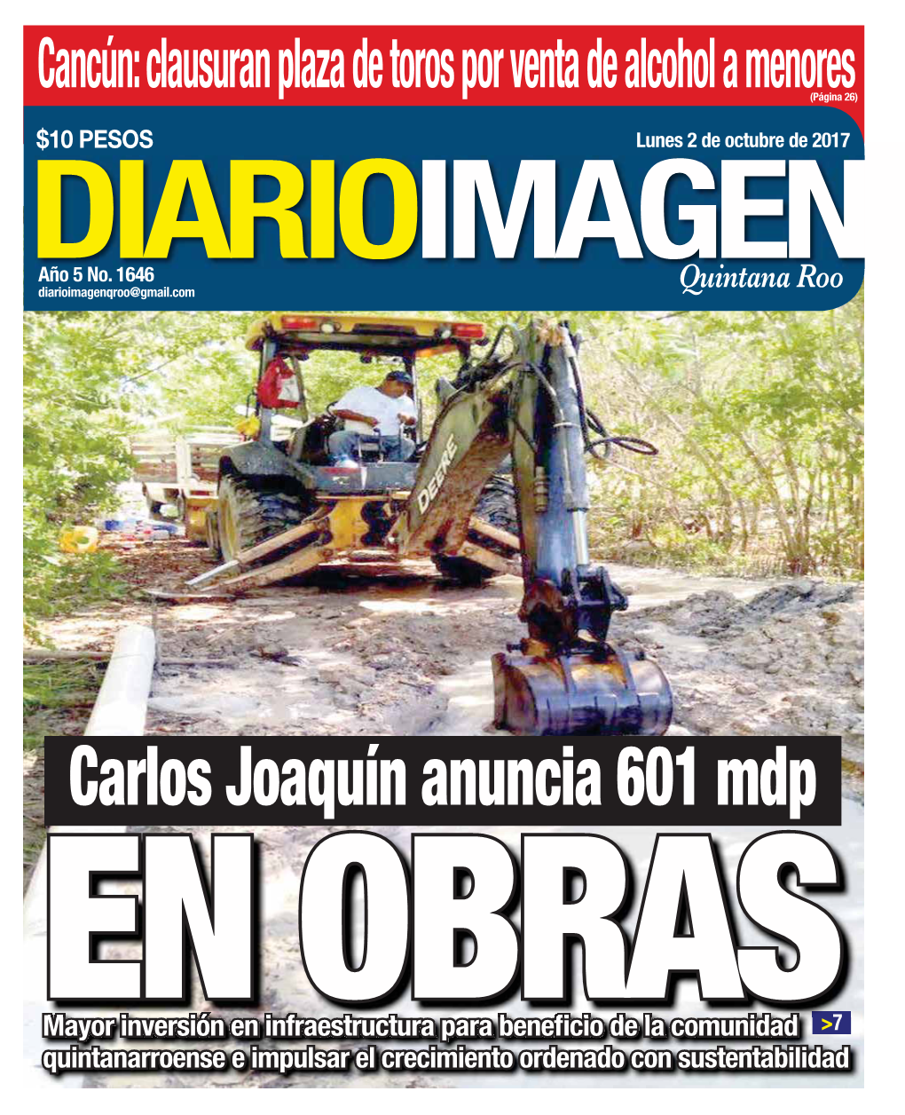 DIARIOIMAGEN QUINTANAROO Lunes 2 De Octubre De 2017