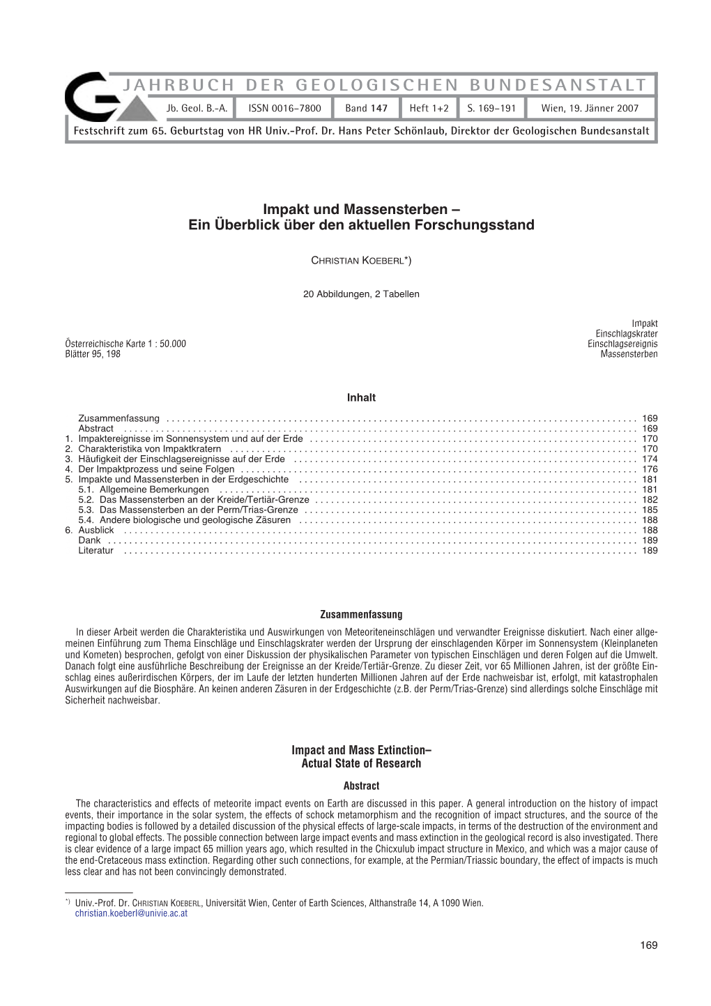 JAHRBUCH DER GEOLOGISCHEN BUNDESANSTALT Jb