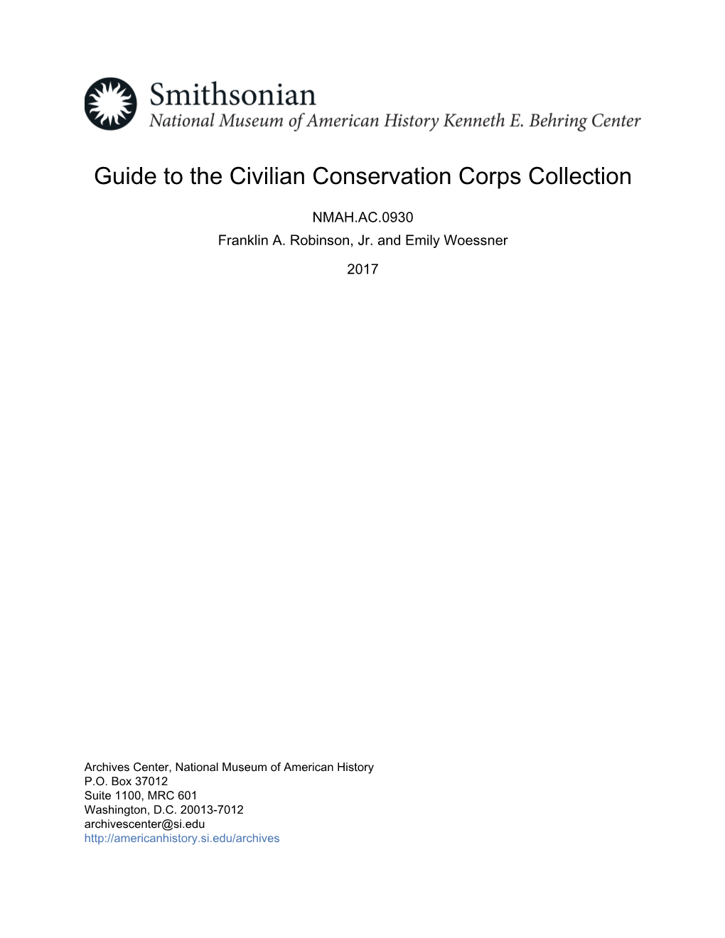 Guide to the Civilian Conservation Corps Collection