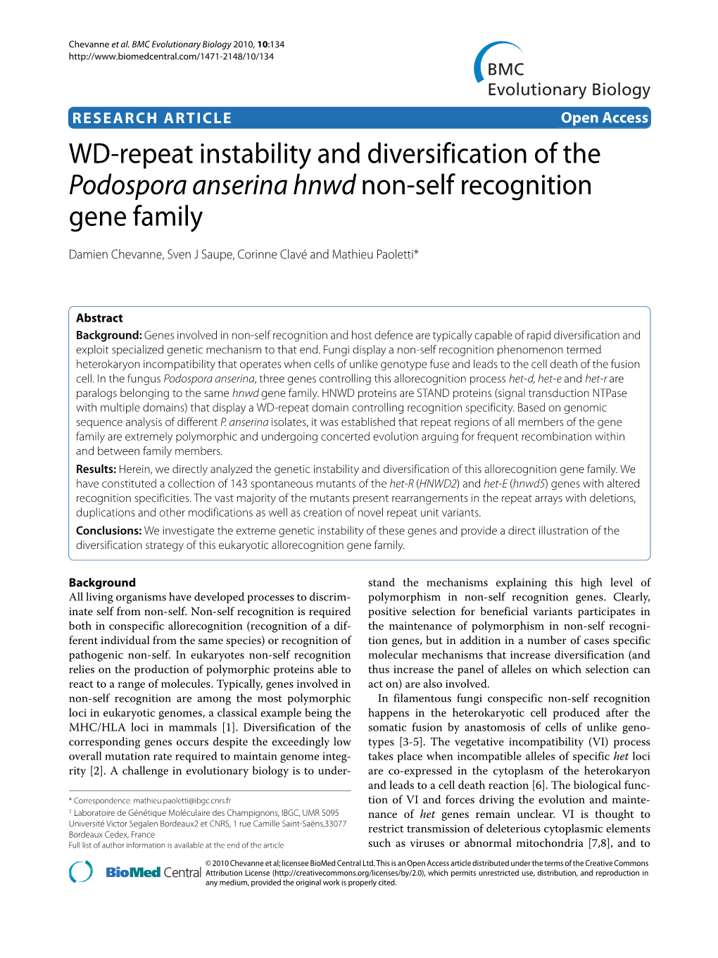 WD-Repeat Instability and Diversification of the Podospora