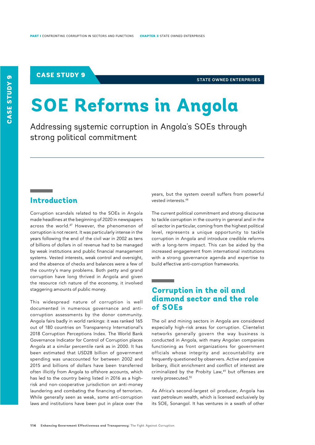 SOE Reforms in Angola CASE STUDY 9 Addressing Systemic Corruption in Angola’S Soes Through Strong Political Commitment