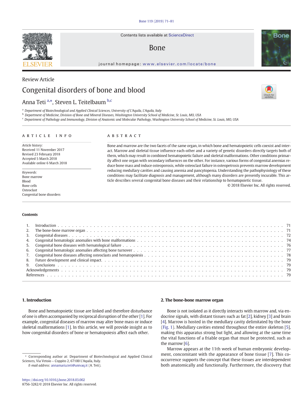 Congenital Disorders of Bone and Blood