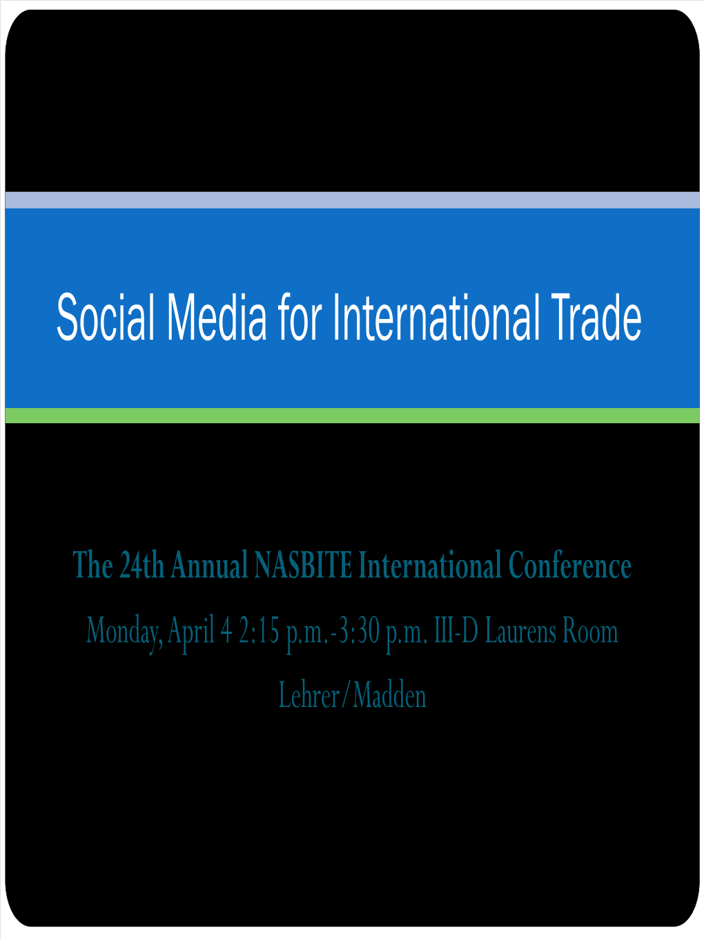 Social Media for International Trade