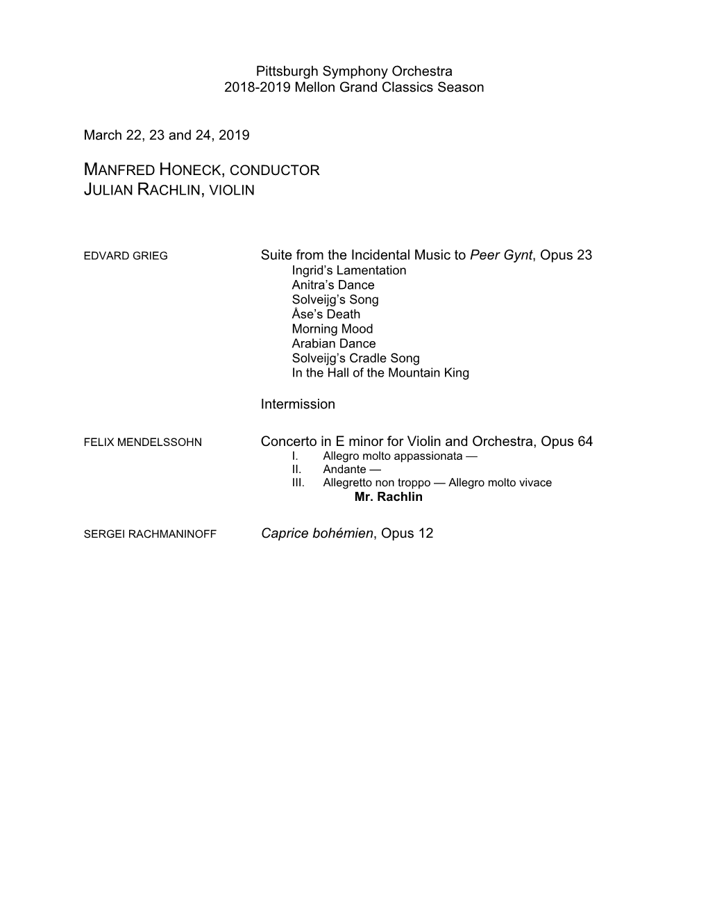 Pittsburgh Symphony Orchestra 2018-2019 Mellon Grand Classics Season