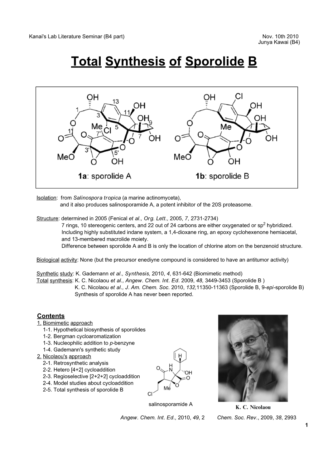 Total Synthesis of Sporolide B