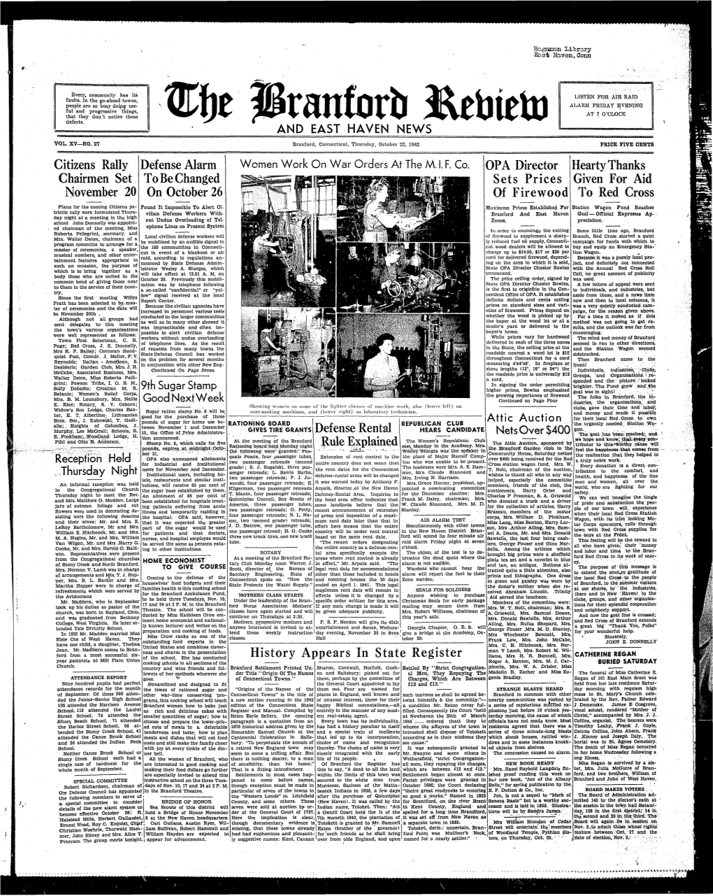 Ting of the Board of Education It Was Voted to Have Every, Community Has Its LISTEN for AIR RAID Jelly Makers Welcome the Concord! STONY CREEK Faults