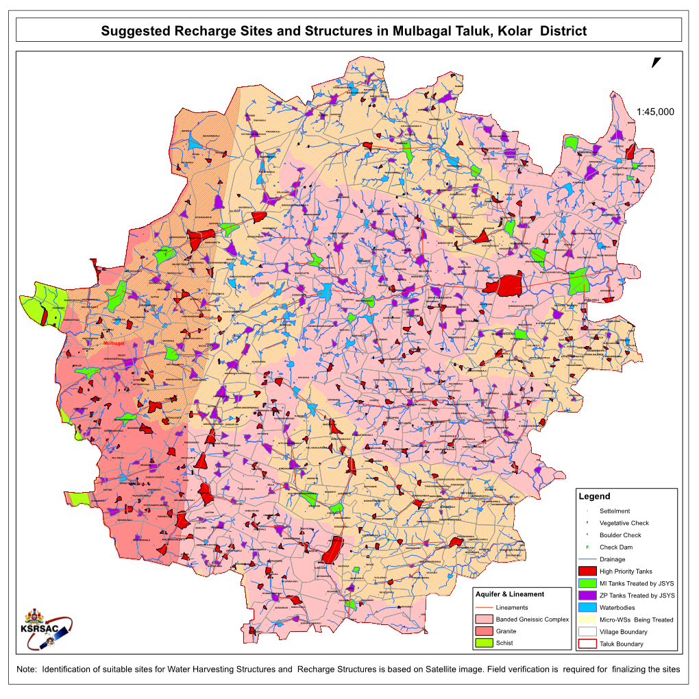 Suggested Recharge Sites and Structures in Mulbagal Taluk, Kolar