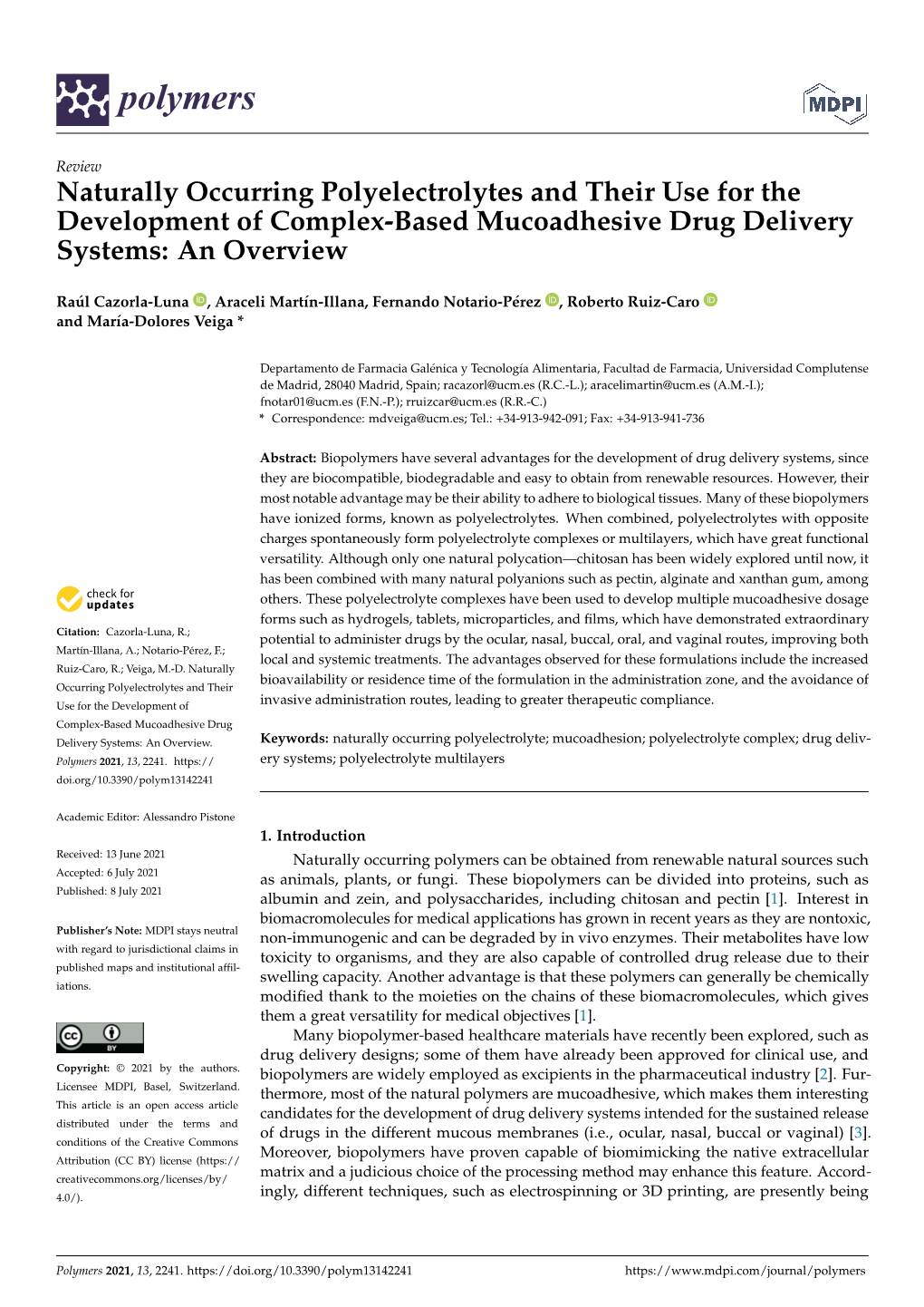 Naturally Occurring Polyelectrolytes and Their Use for the Development of Complex-Based Mucoadhesive Drug Delivery Systems: an Overview