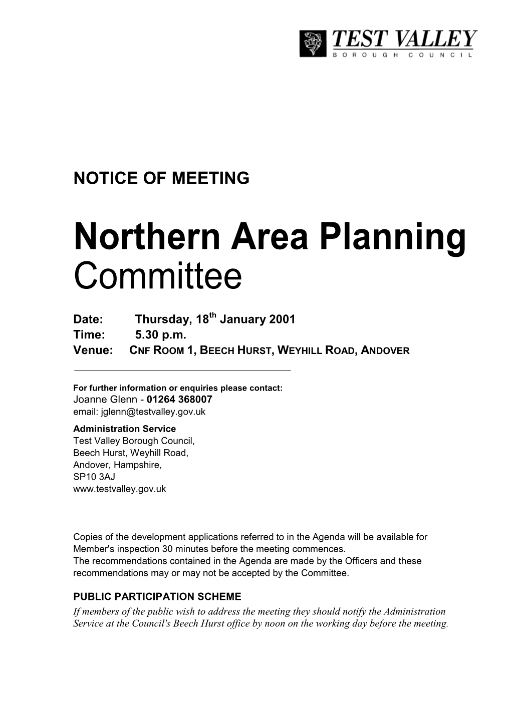 Northern Area Planning Committee