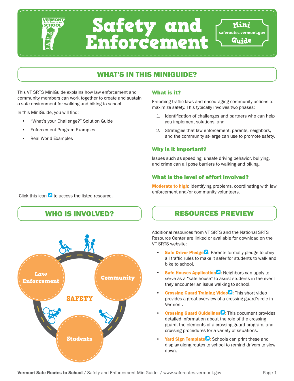 Safety and Enforcement Miniguide / Page 1 Enforcement Program Examples