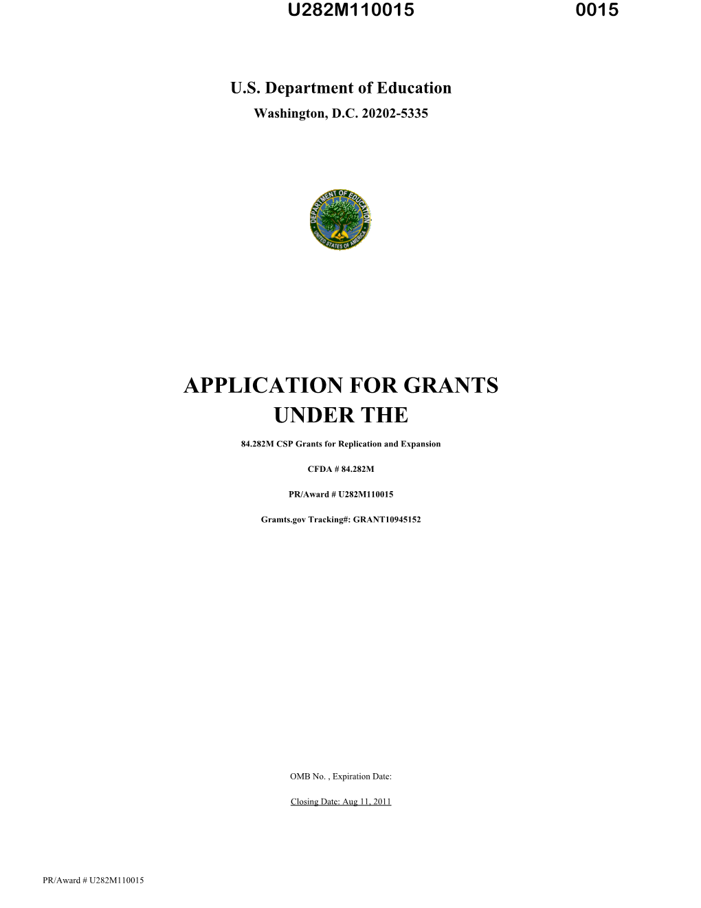 Application for Grants Under The