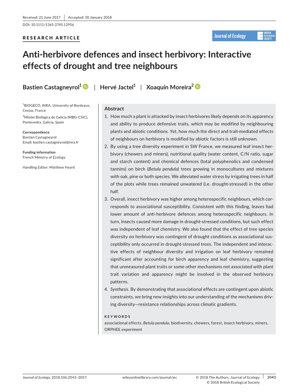 Anti‐Herbivore Defences and Insect Herbivory