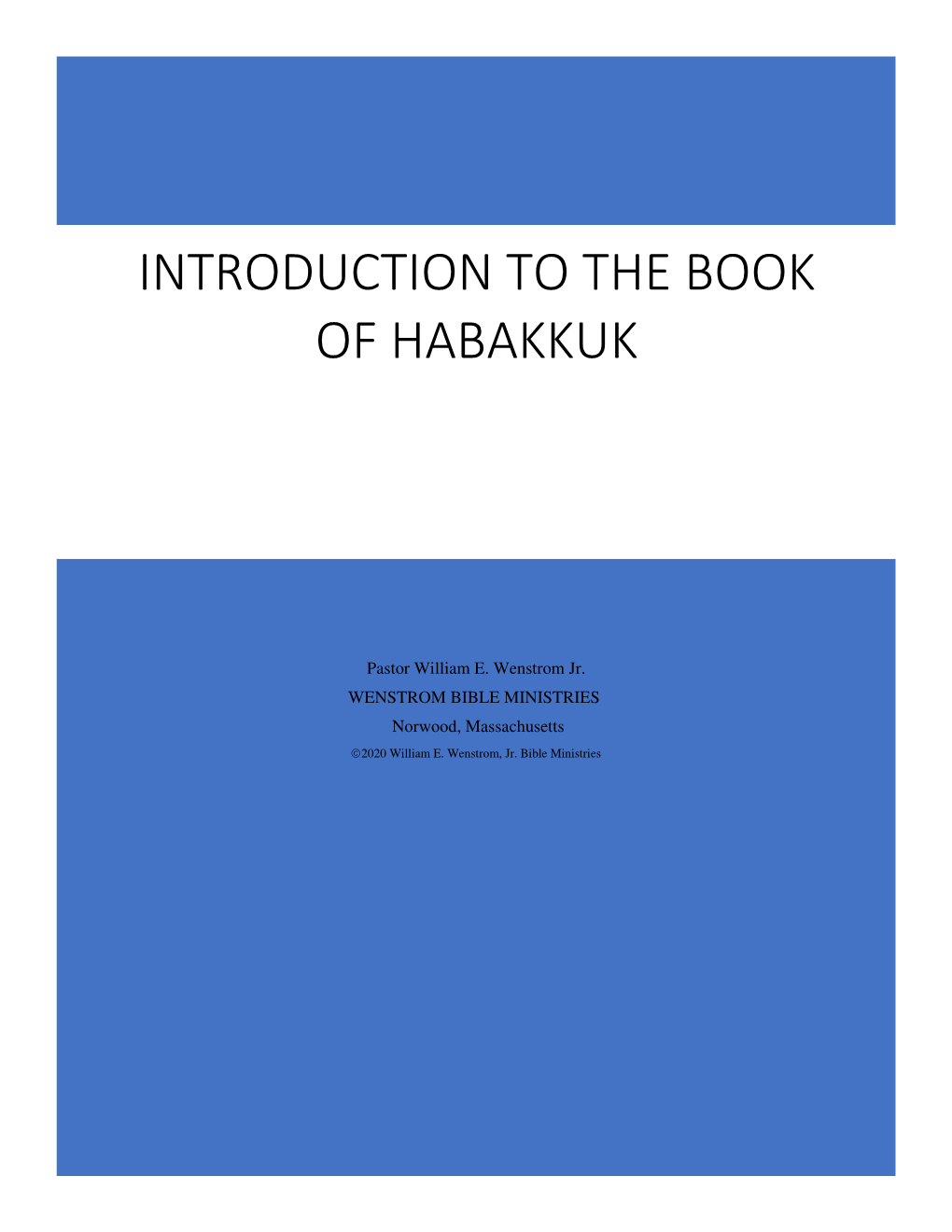 Introduction to the Book of Habakkuk