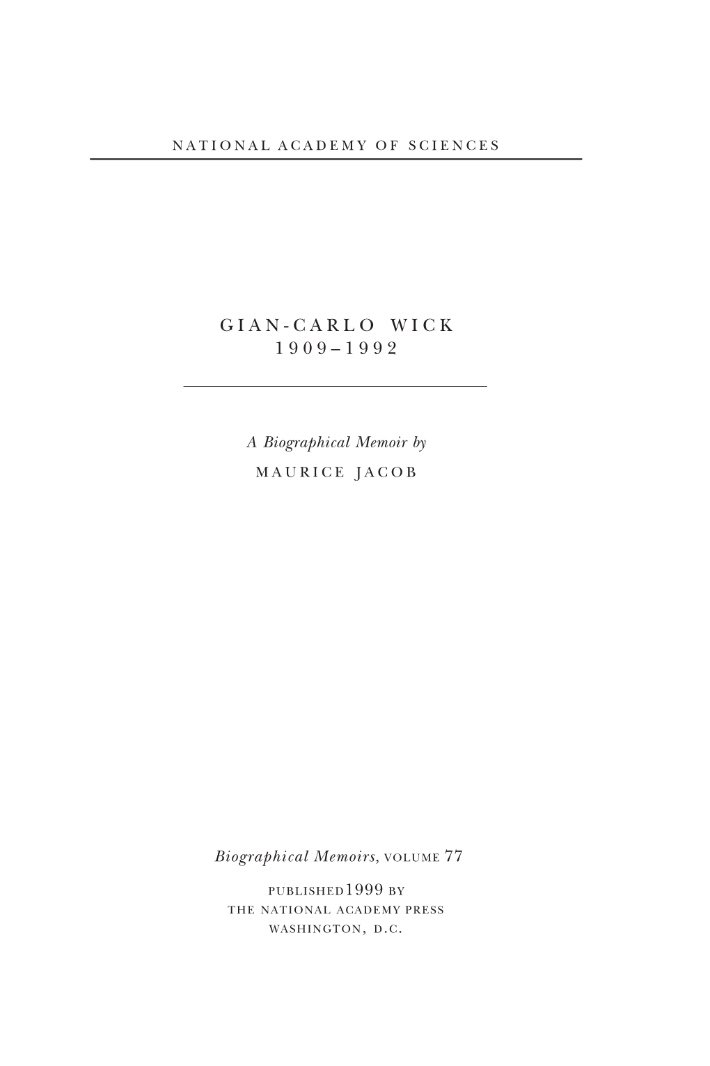 Gian-Carlo Wick 1909–1992