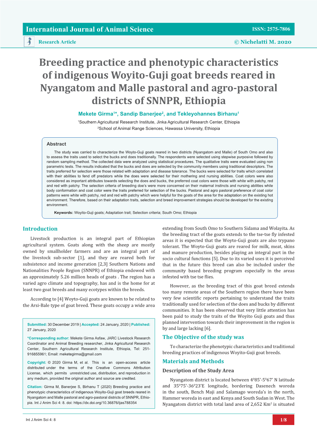 Breeding Practice and Phenotypic Characteristics of Indigenous Woyito