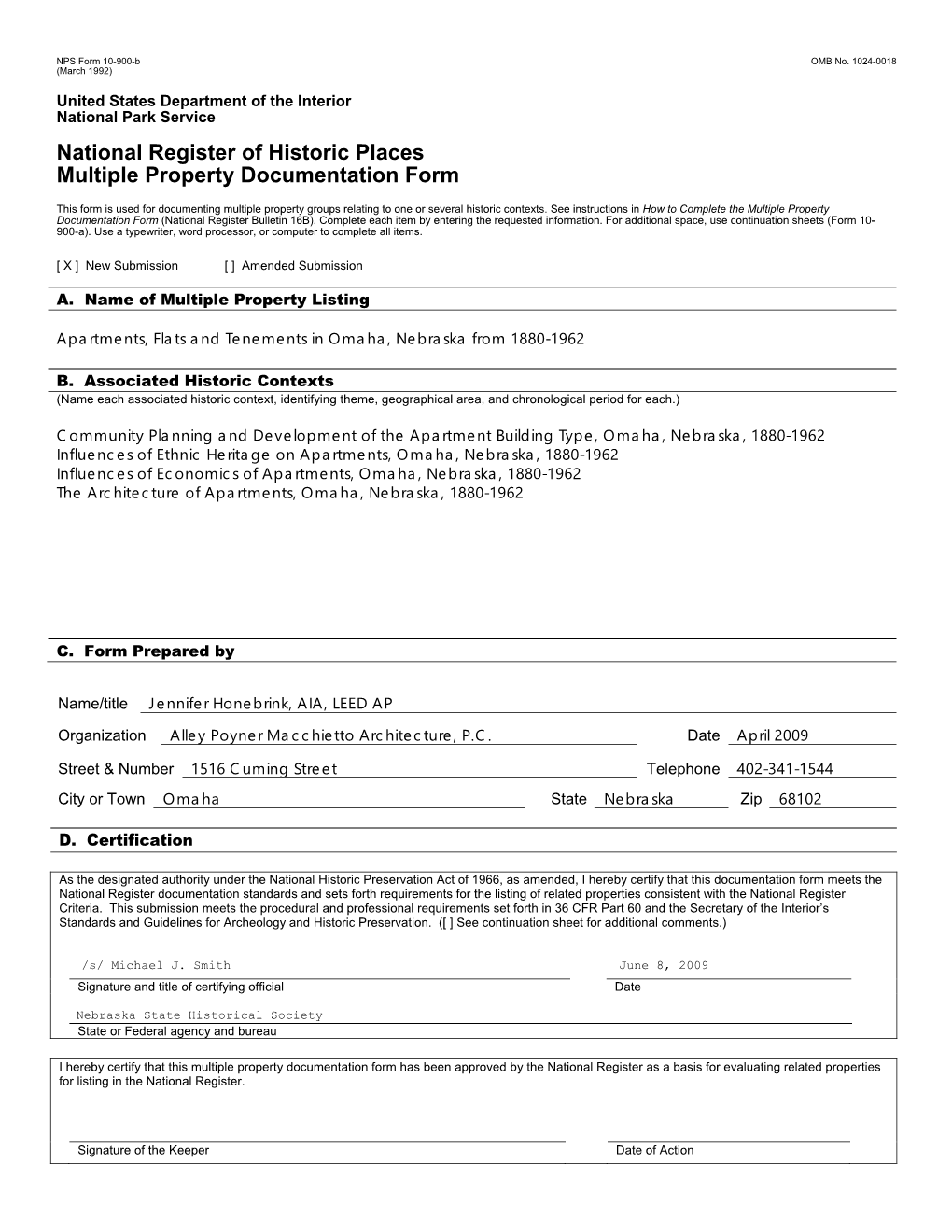 National Register of Historic Places Multiple Property Documentation Form