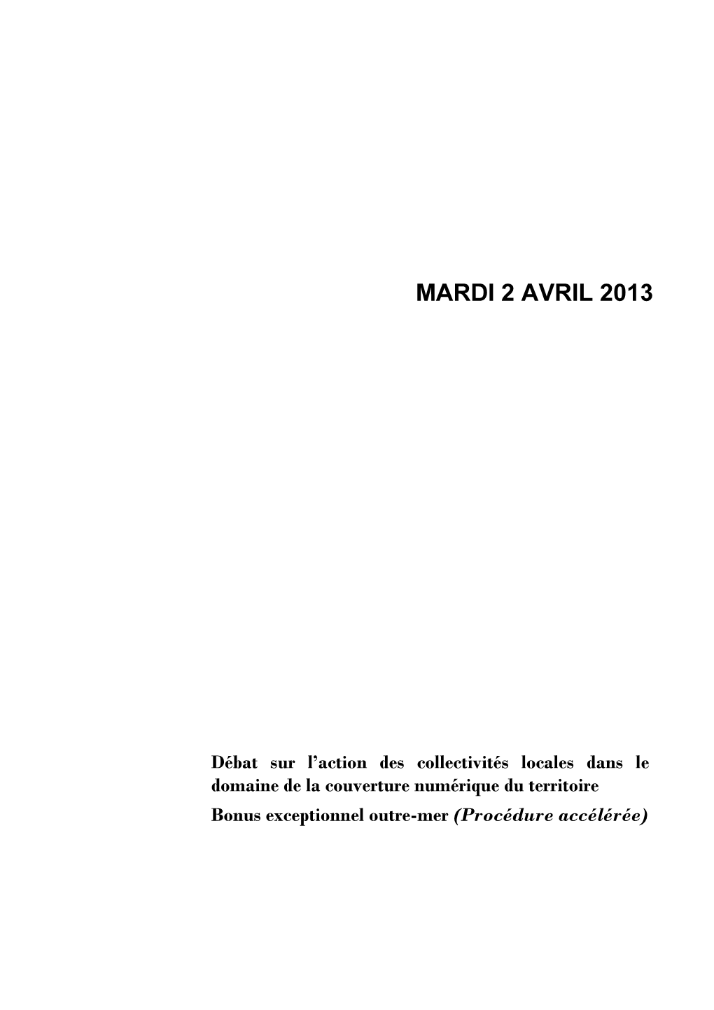 Mardi 2 Avril 2013