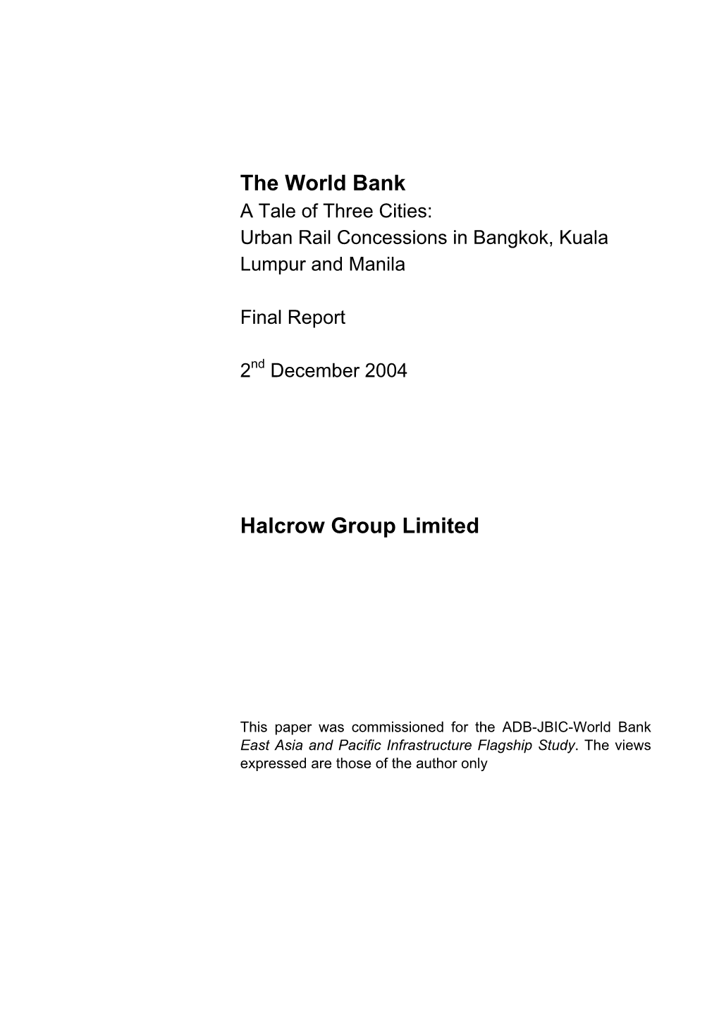 The World Bank Halcrow Group Limited