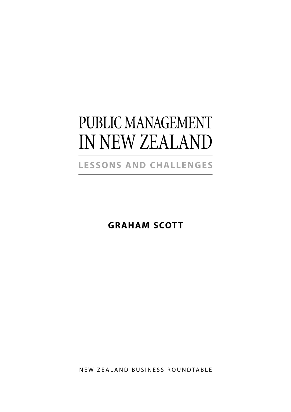 Public Management in New Zealand Lessons and Challenges