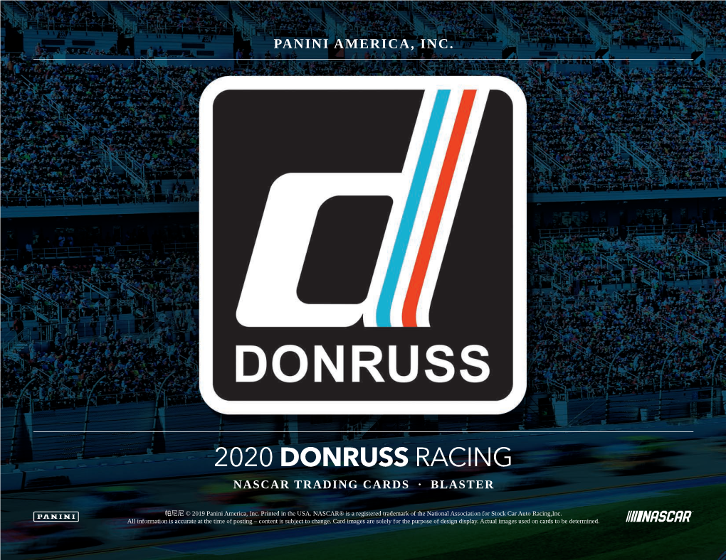 2020 Donruss Racing Nascar Trading Cards · Blaster