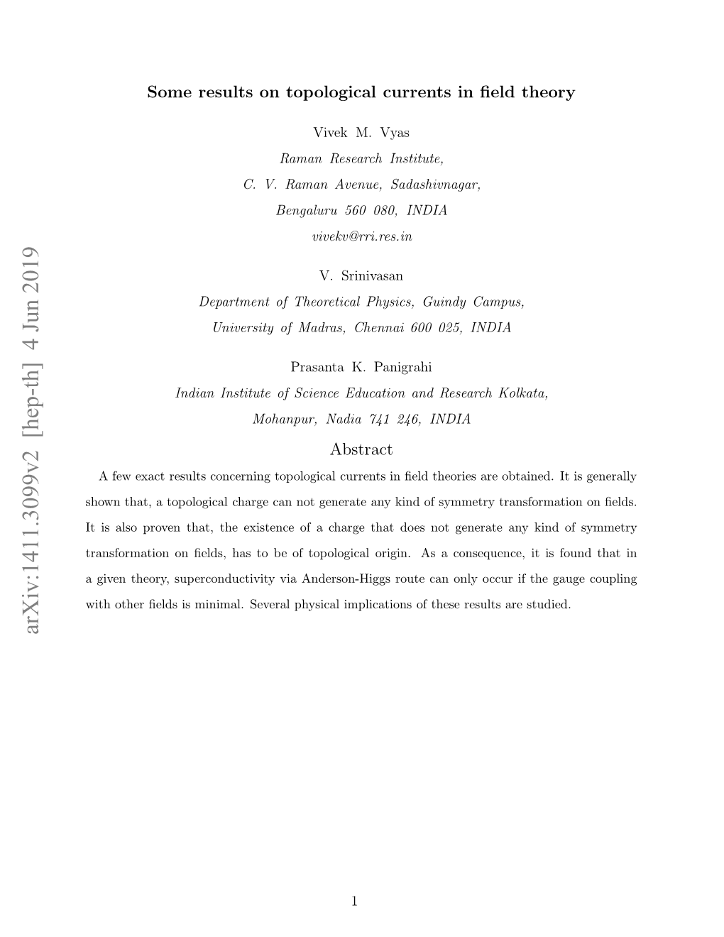 Some Results on Topological Currents in Field Theory