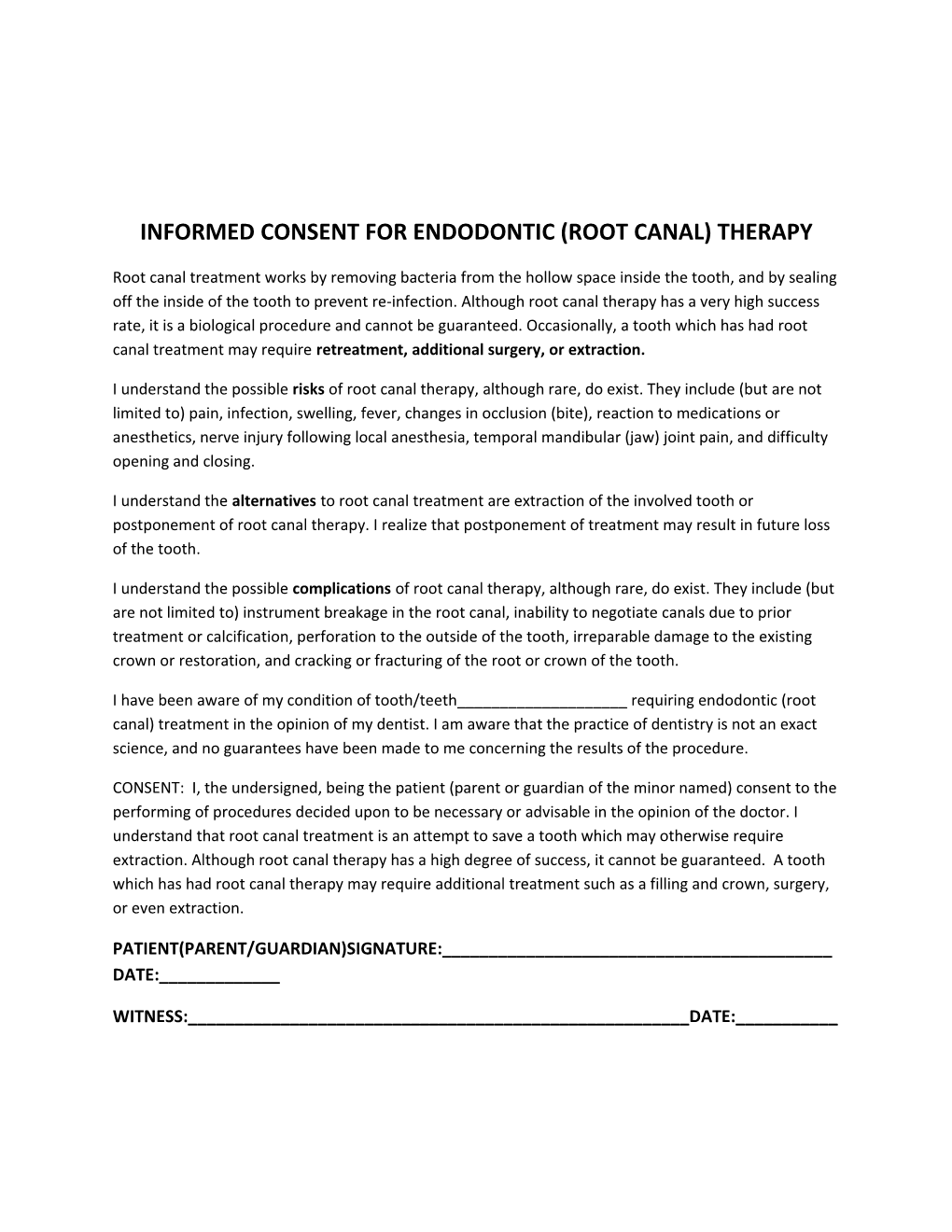 Informed Consent for Endodontic (Root Canal) Therapy s1