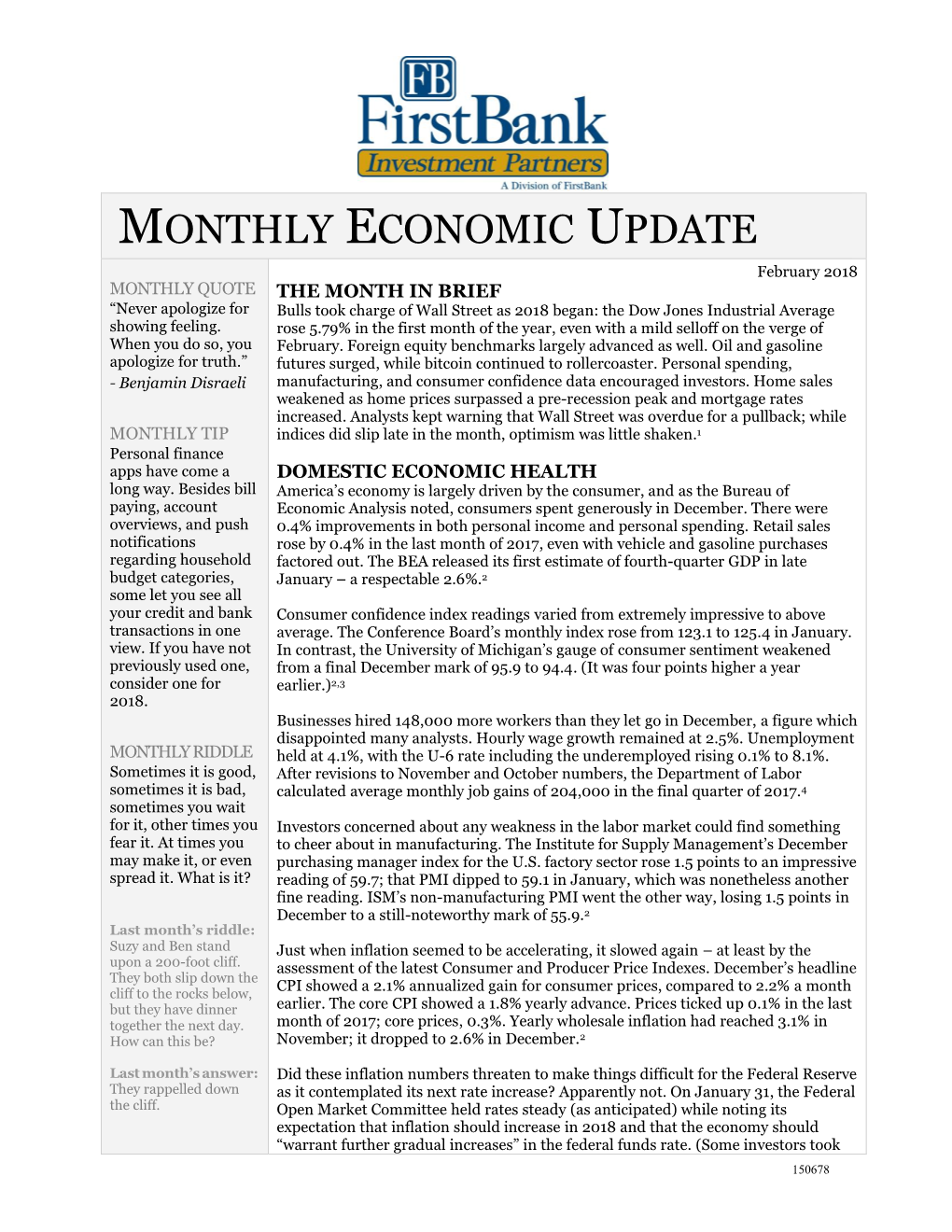 Monthly Economic Update