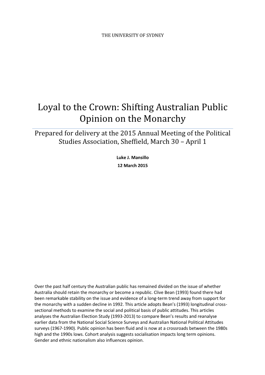 Loyal to the Crown: Shifting Australian