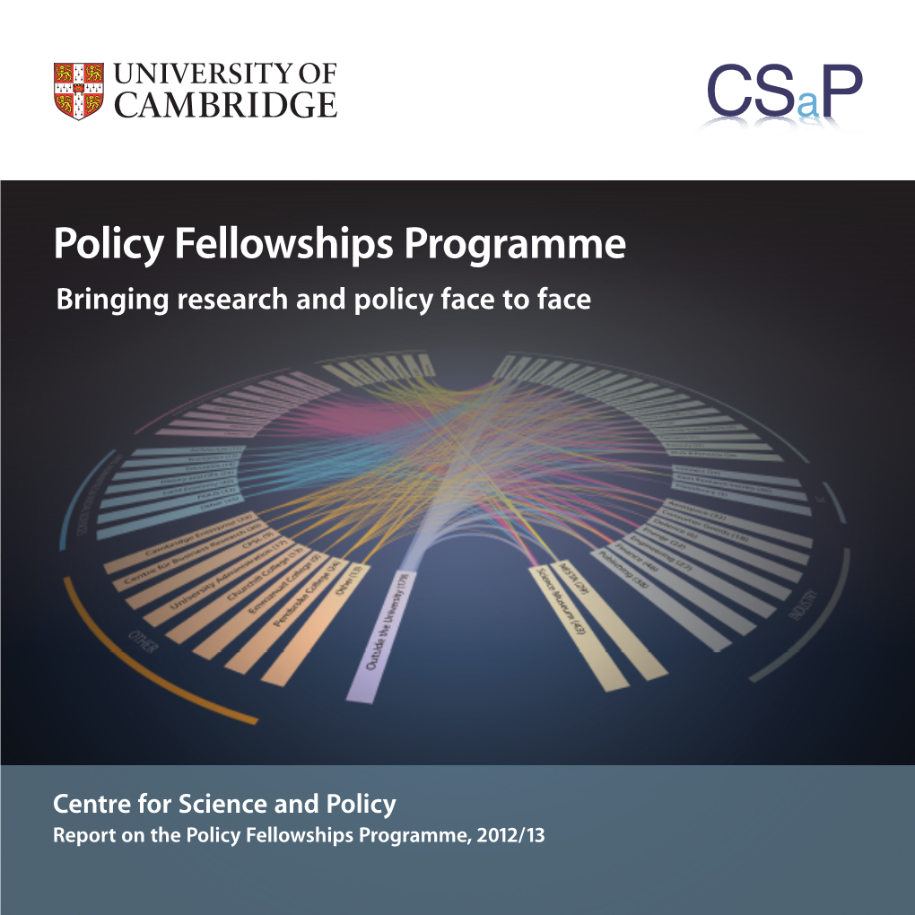 Policy Fellowships Programme Bringing Research and Policy Face to Face