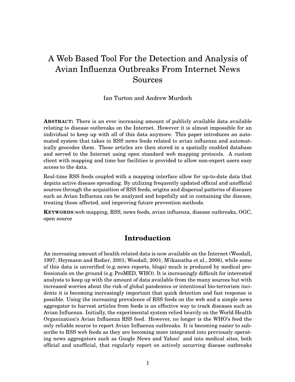 A Web Based Tool for the Detection and Analysis of Avian Influenza