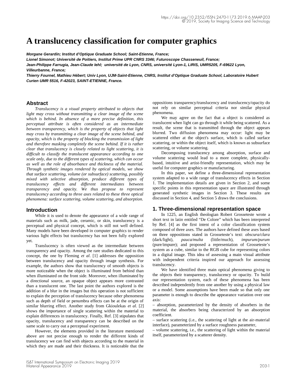 A Translucency Classification for Computer Graphics