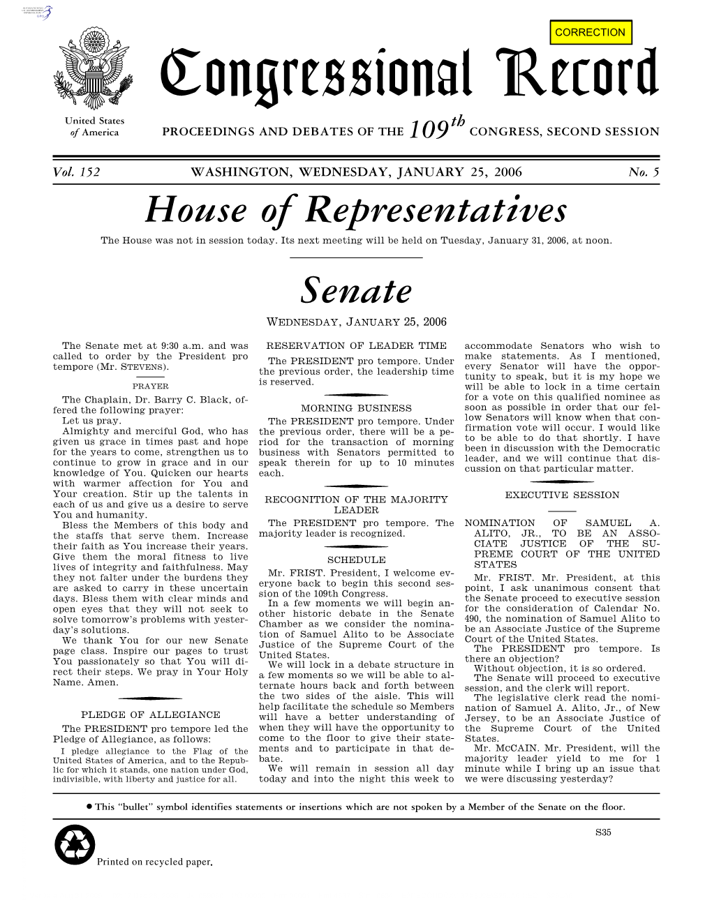 Congressional Record United States Th of America PROCEEDINGS and DEBATES of the 109 CONGRESS, SECOND SESSION