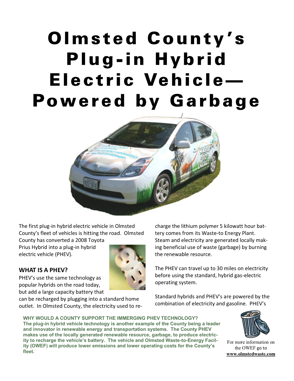 Olmsted County's Plug-In Hybrid Electric Vehicle— Powered By