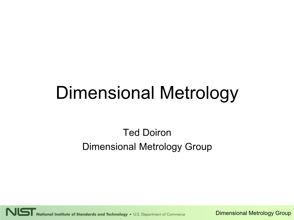 Dimensional Metrology