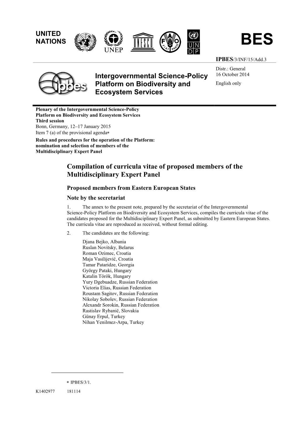 Intergovernmental Science-Policy Platform on Biodiversity