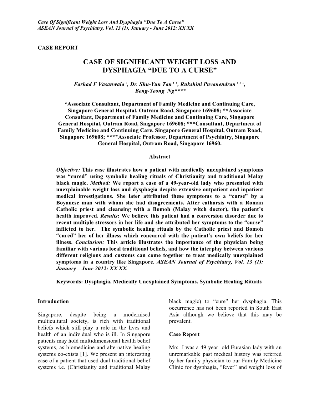 Case of Significant Weight Loss and Dysphagia 