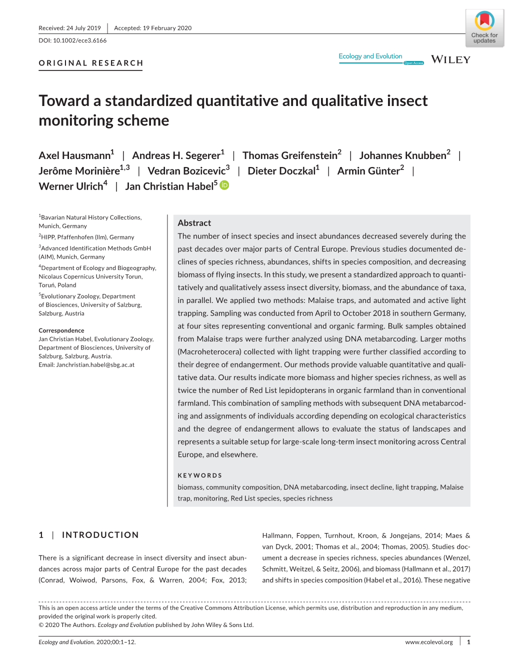 Toward a Standardized Quantitative and Qualitative Insect Monitoring Scheme