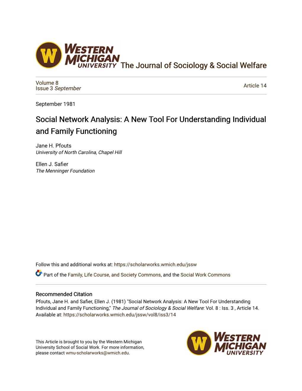 Social Network Analysis: a New Tool for Understanding Individual and Family Functioning