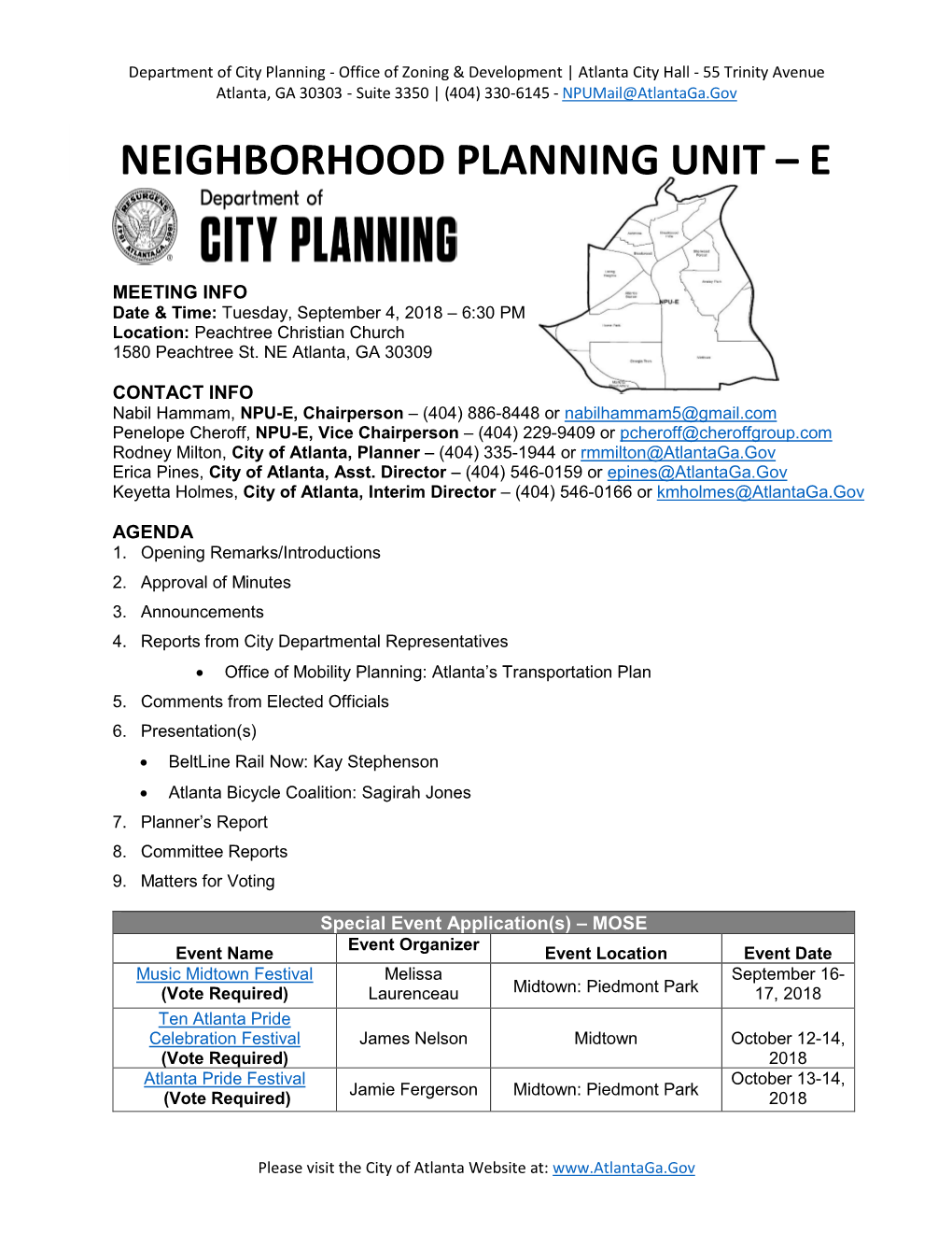 Neighborhood Planning Unit – E