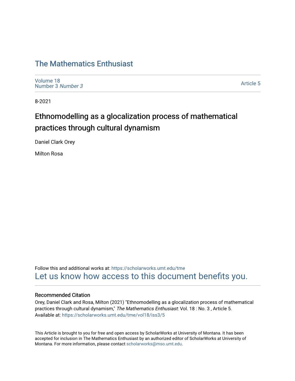 Ethnomodelling As a Glocalization Process of Mathematical Practices Through Cultural Dynamism