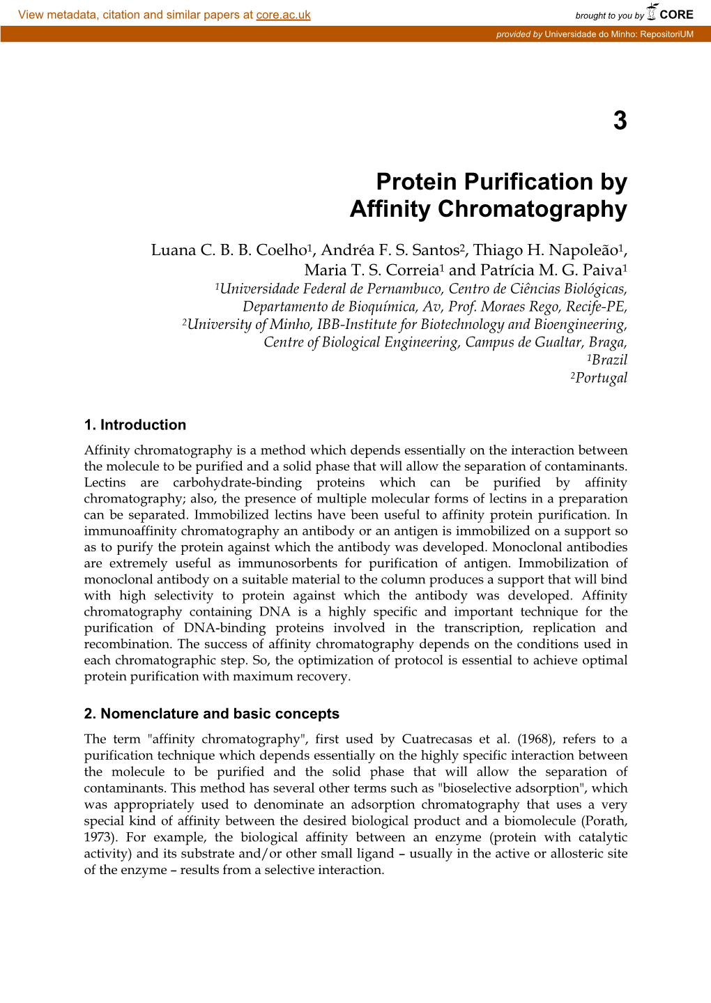 Protein Purification by Affinity Chromatography