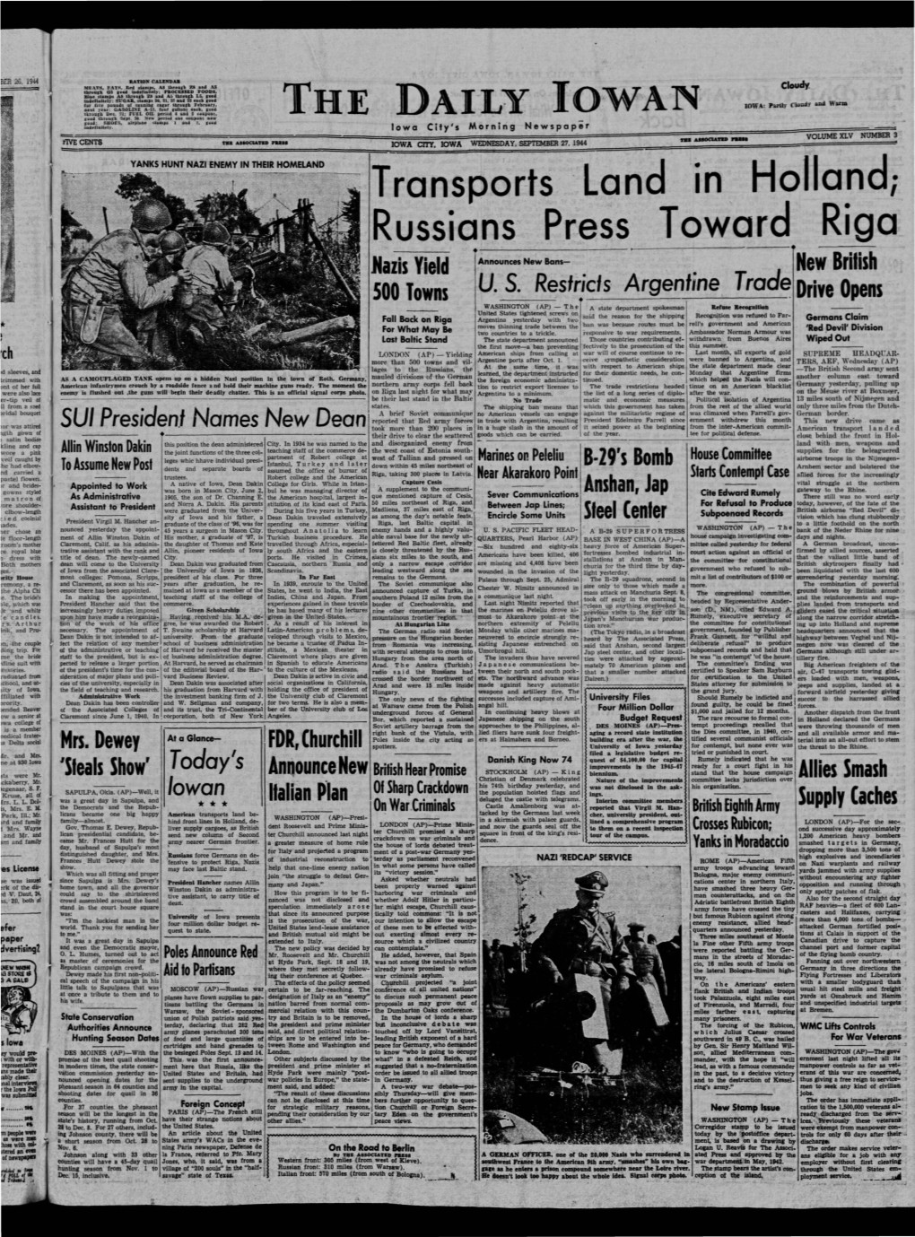Daily Iowan (Iowa City, Iowa), 1944-09-27