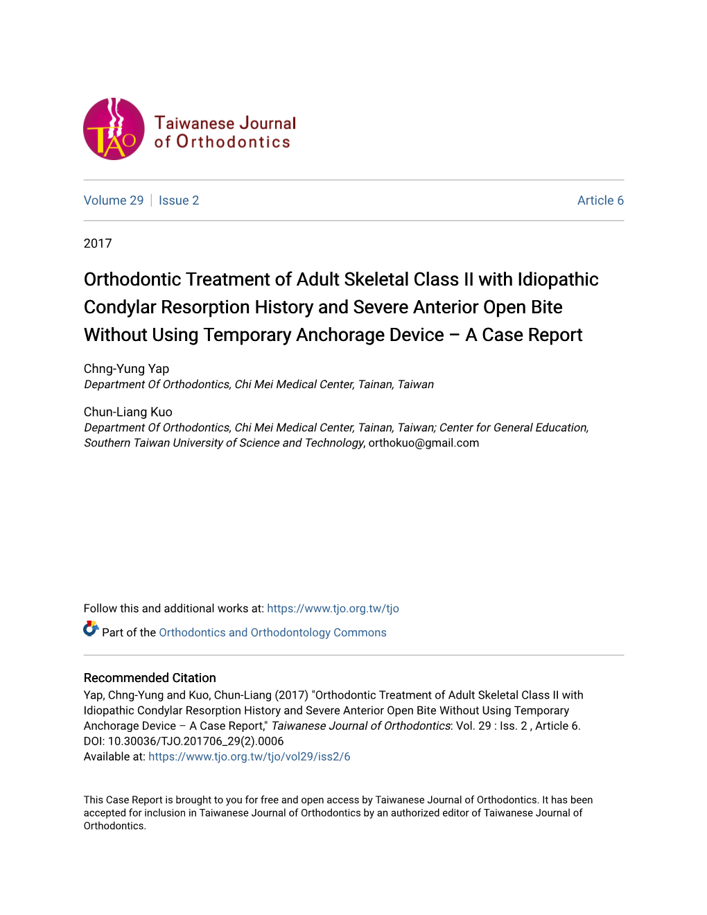 Orthodontic Treatment of Adult Skeletal Class II with Idiopathic